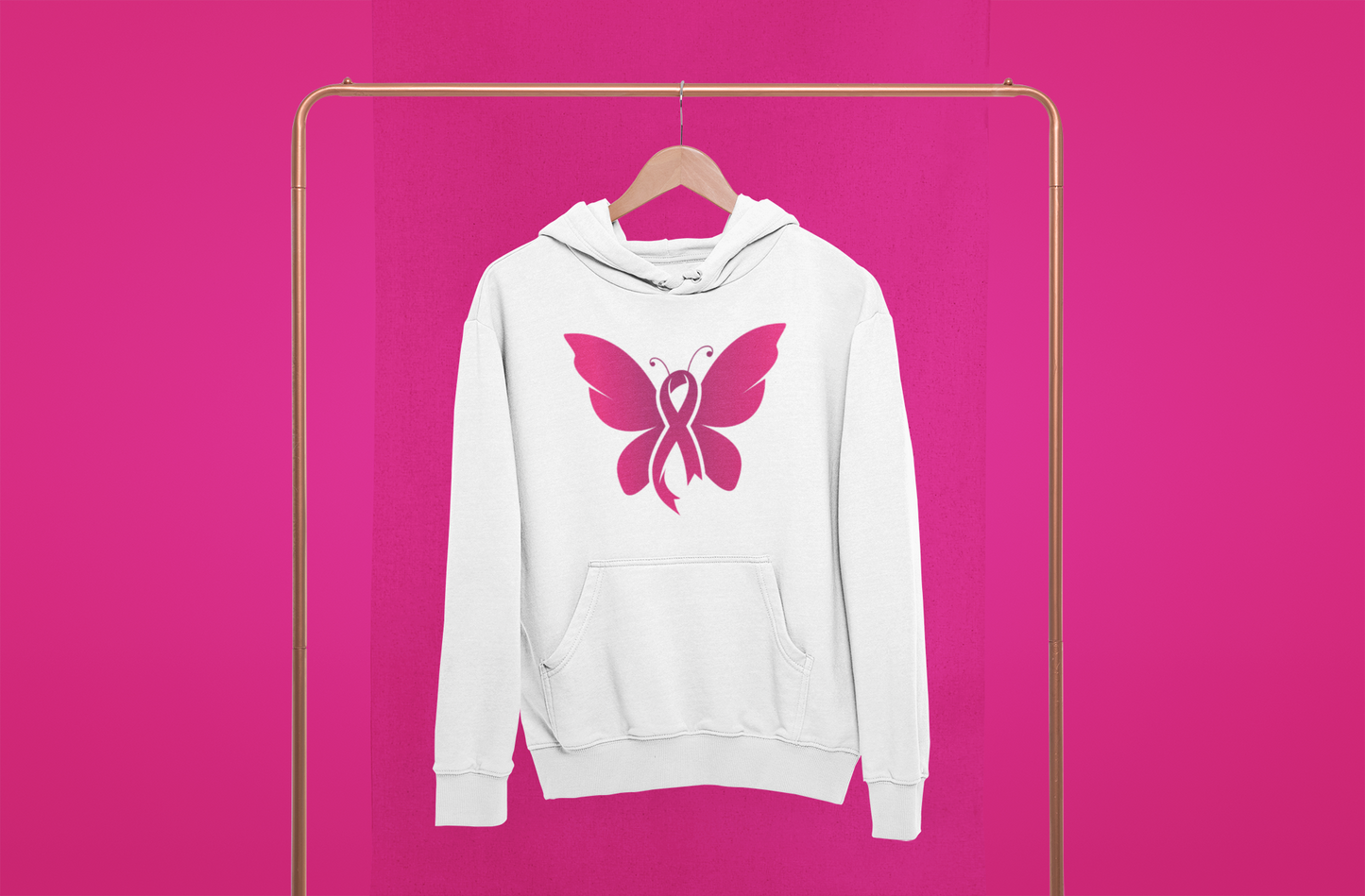 Pink Ribbon Butterfly  - Hoodie