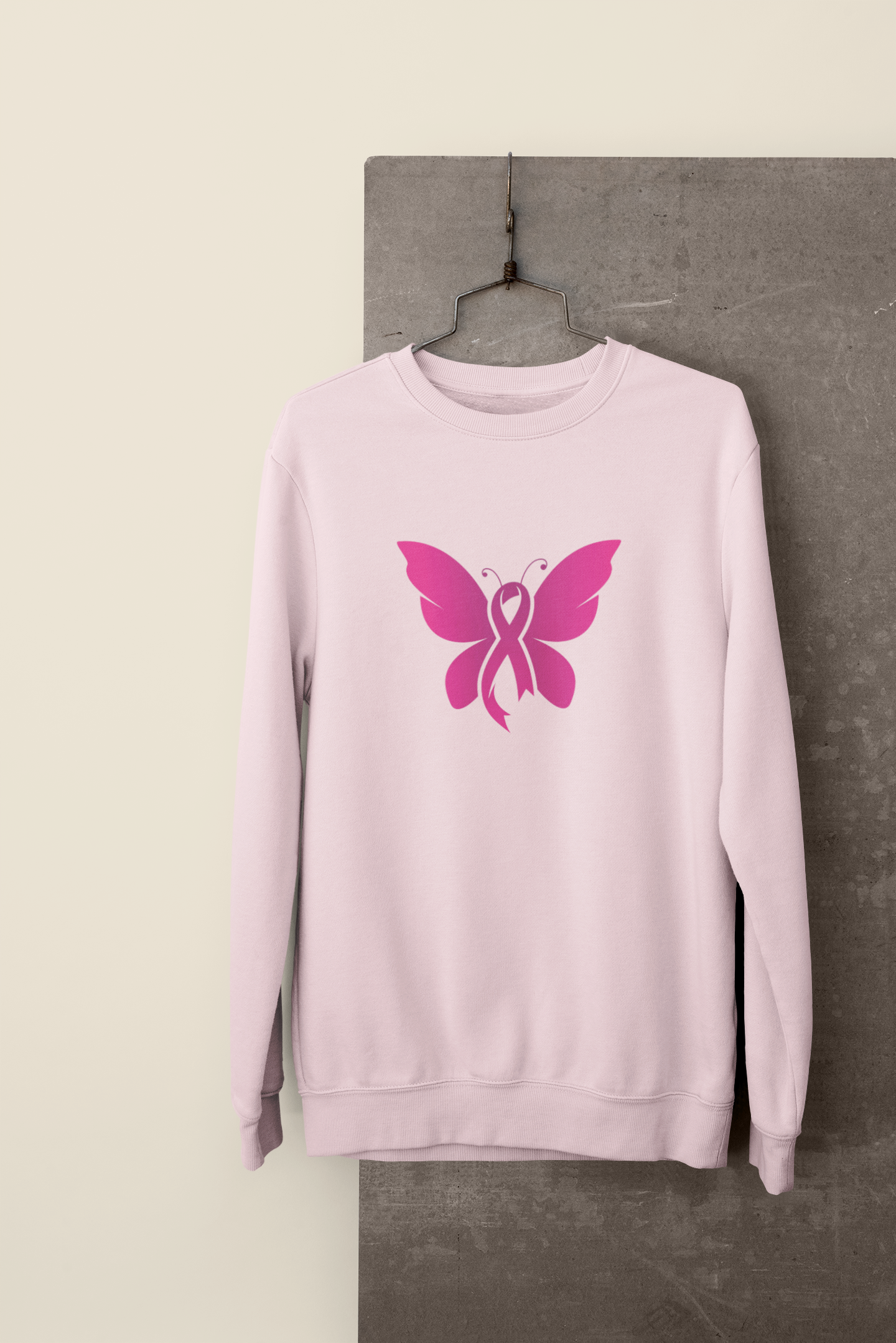 Pink Ribbon Butterfly  - Crewneck