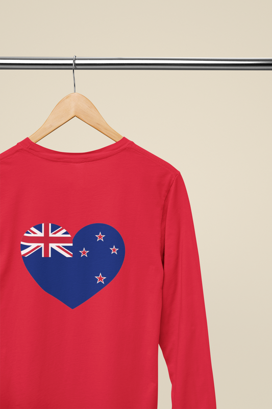 New Zealand Flag Heart  - Long Sleeve Tee