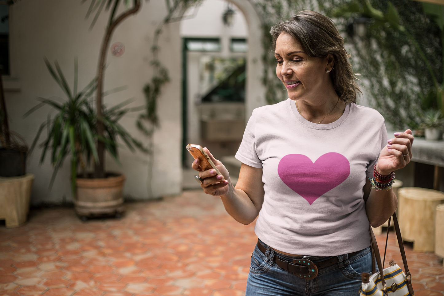 Pink Heart  - Adult Pink Tee