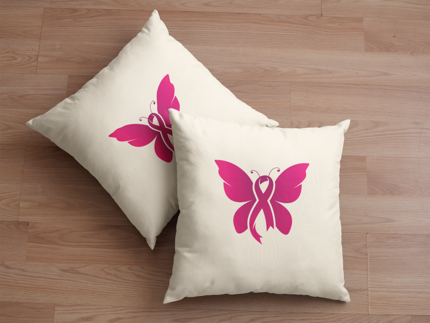 Cushion Cover - Pink Ribbon Butterfly