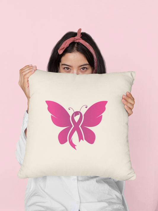 Cushion Cover - Pink Ribbon Butterfly