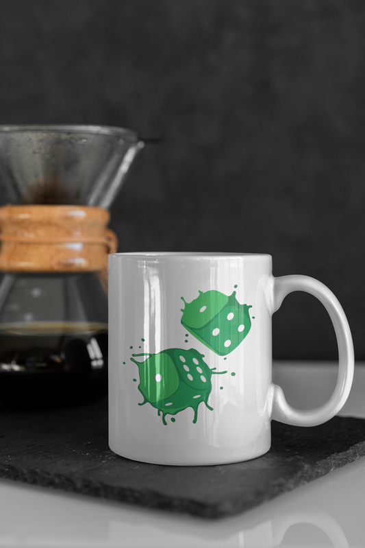 Collectors Mug - Green Dice Splash